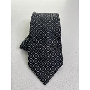U.S. Polo Assn. Black, Blue Geometric Pattern 100% Silk Tie NWOT